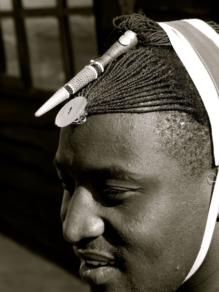 Intricate braids typical of northern Maasai men