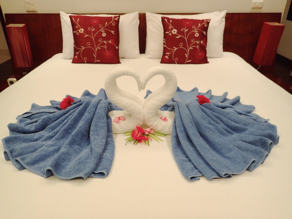 Our welcoming towel sculpture.  There was a new one most every day.